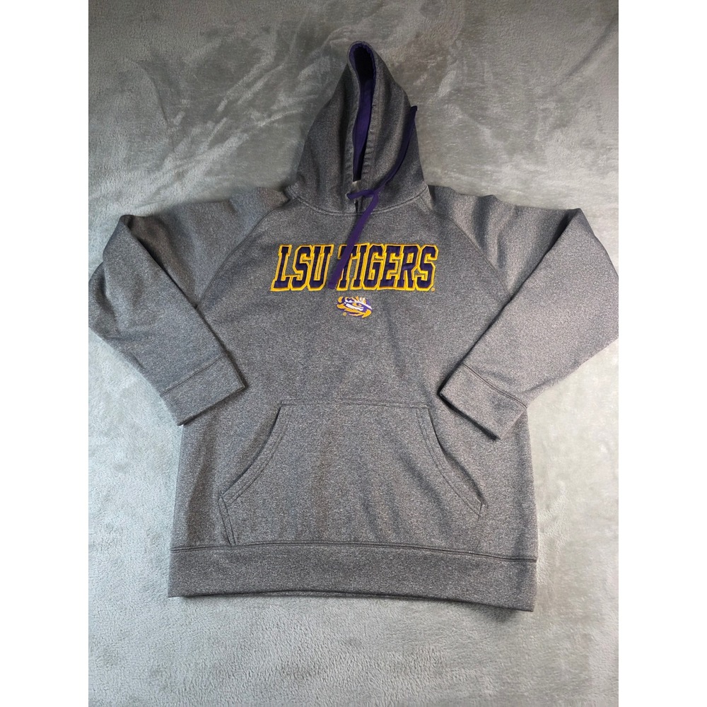 Champion LSU Tigers Hoodie Mens Medium Gray NCAA Pullover Sweatshirt